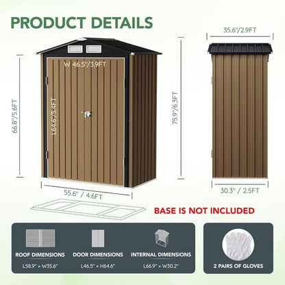 Durable Steel Outdoor Storage Shed, 5x3FT, Secure Locking, Ideal for Garden, Patio, and Utility Needs