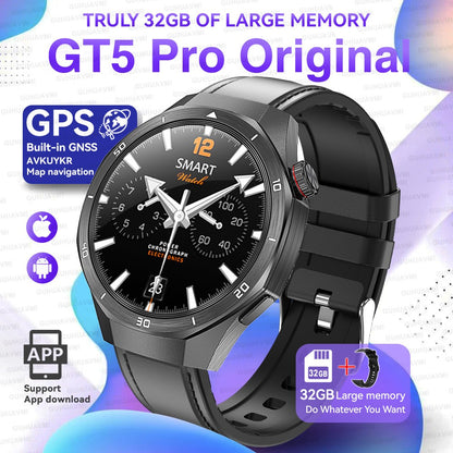 GT5 Pro Smart Watch Global Version 32GB Memory GPS navigation NFC Music Video play Call Titanium alloy Waterproof Smartwatch 5