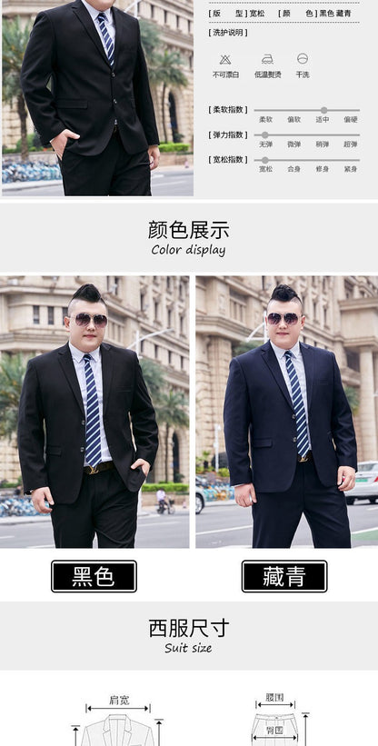 Fat Brother Big Size Pants Men's Suits Formal Business Dress Fashion Leisure Occupation 2 Piece Set Blazer Wedding Jackets S-9XL