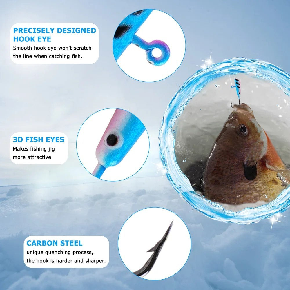 Iscas de Pesca de 8 ou 6 Peças Iscas de Gelo Luminosas Equipamento de Pesca no Gelo Cabeça de Jig Crappie Anzóis para Pesca com Jig no Gelo de Inverno
