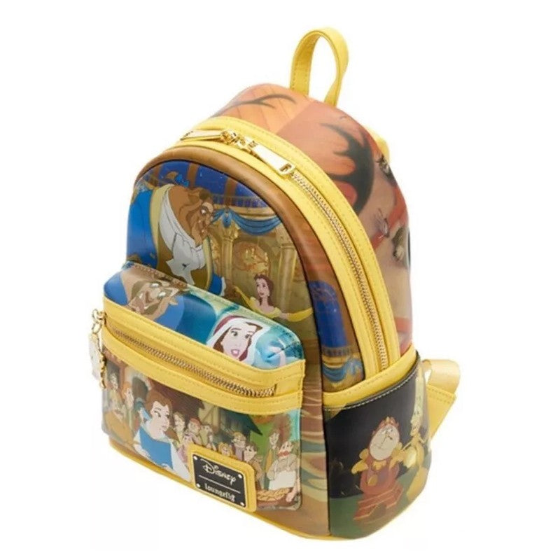 Bolsa Mini Mochila Loungefly A Bela e a Fera Série Princesas Cogsworth ?Lumiere Chip? Cosplay