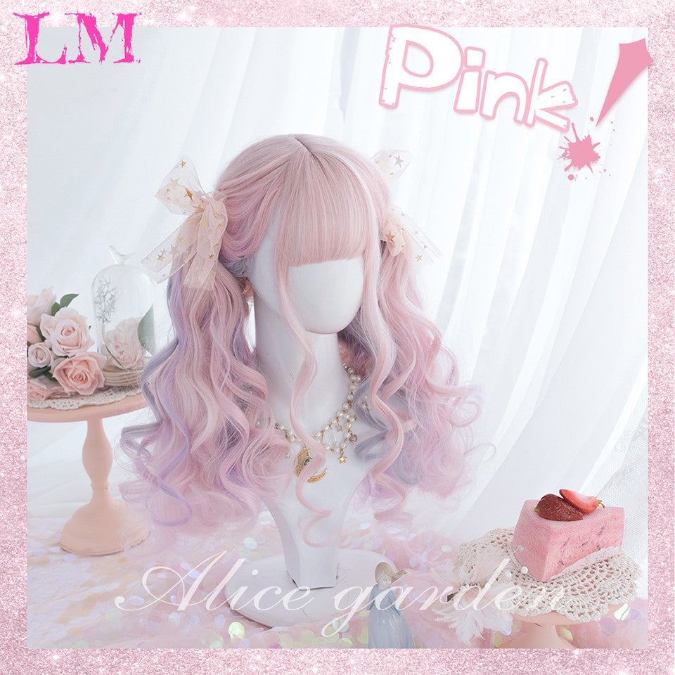 LM? Peruca de cosplay branca ombre de ondas corporais longas, perucas sintéticas resistentes ao calor, perucas Lolita naturais de parte média para mulheresW