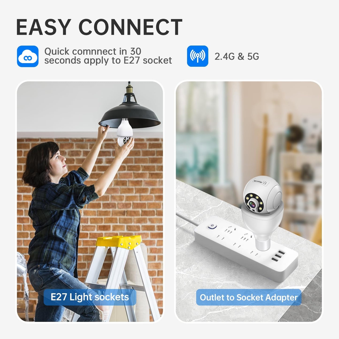 WESECUU 3MP Security Cameras Security Protection Indoor Wireless WIFI MINI Camera 2.4G Wi-Fi Two-Way Talk