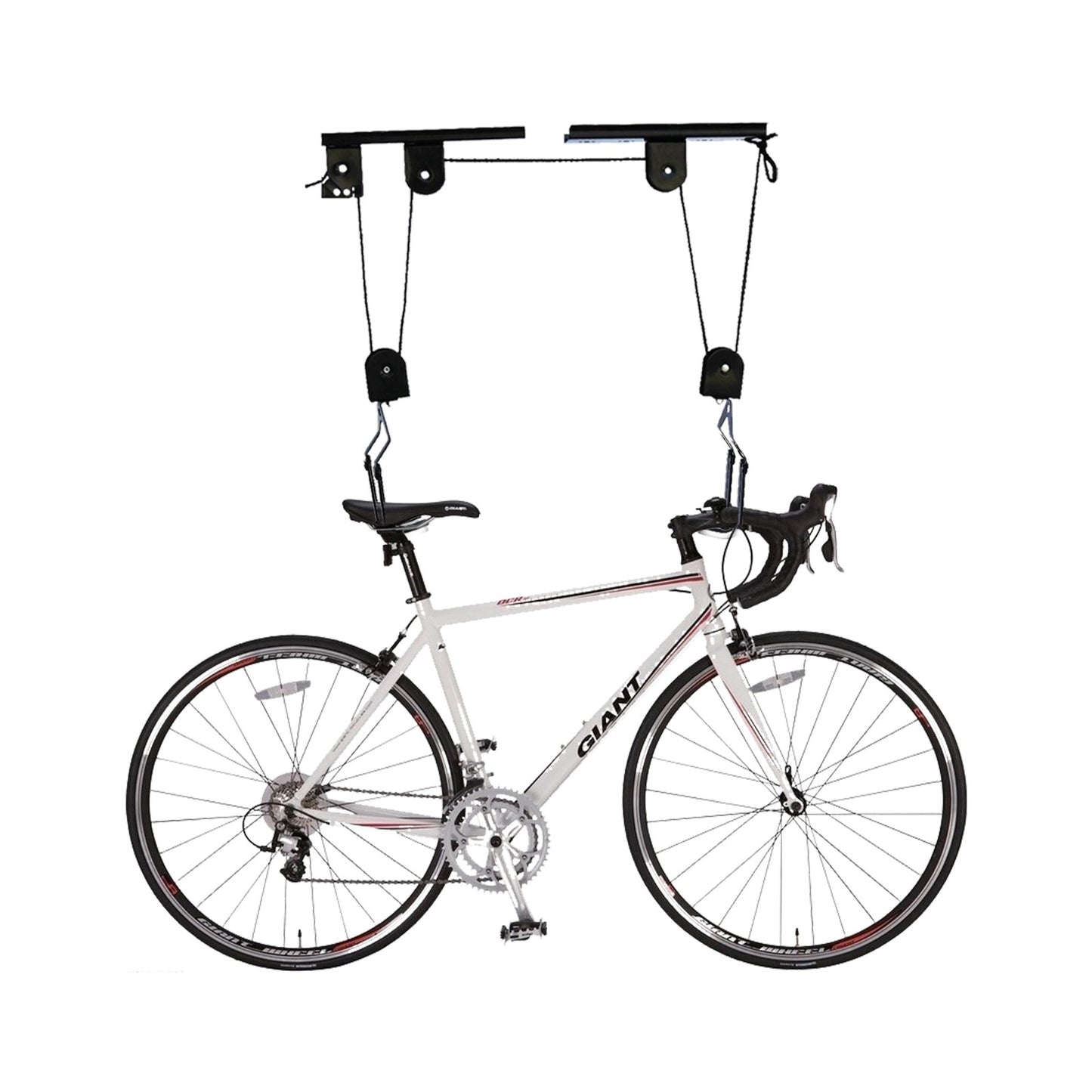 Elevador de bicicleta para teto de garagem, sistema de polias, conjunto de suportes para armazenamento de bicicletas em garagem