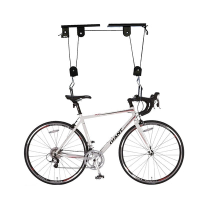 Elevador de bicicleta para teto de garagem, sistema de polias, conjunto de suportes para armazenamento de bicicletas em garagem