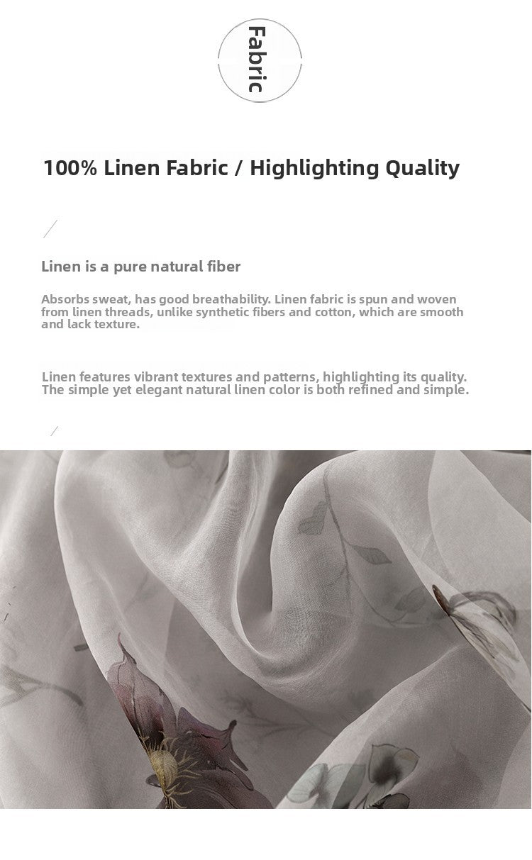 Retro Cotton Linen Double Layer High Waist Printed Skirt A-Line Summer Faionable Drifting Large Size Women's Skirts