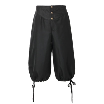 Calções de Fantasia de Pirata Calças de Pirata Calças Medievais Renascentistas Viking Cosplay com Amarração nas Costas