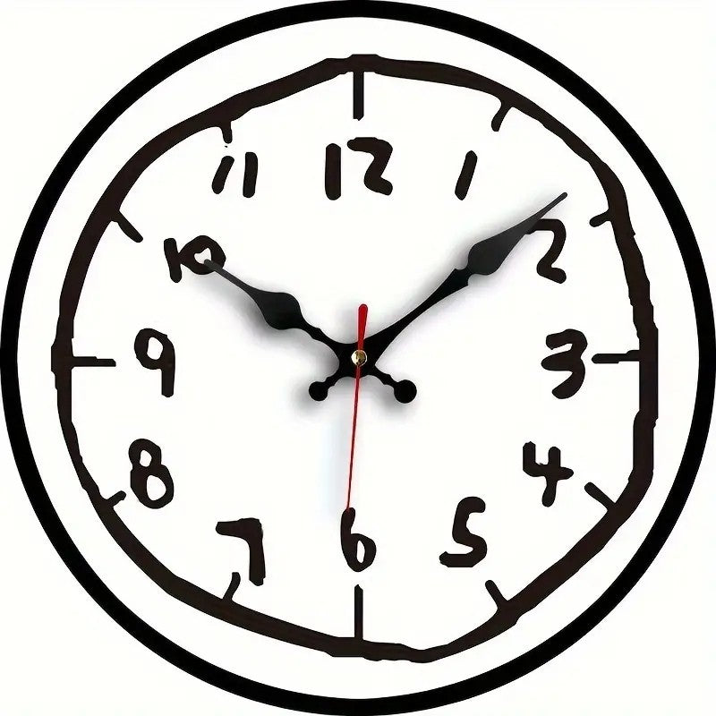 Creative Hand Drawing Wooden Silent Hanging Wall Clock, For Living Room, Office, Study Room, Bedroom, Home Decoration