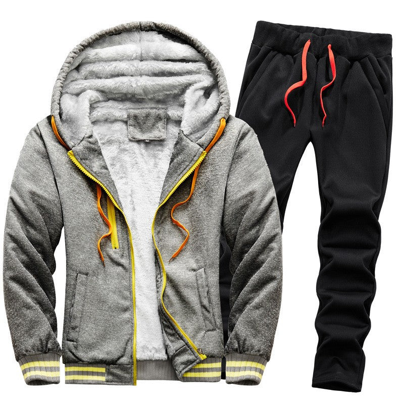 2025 Winter Men's Tracksuit Set Hooded Fleece Lined Jogging Suit Hoodie+Pants Casual Outfits Sportswear Fashion Men's Clothes