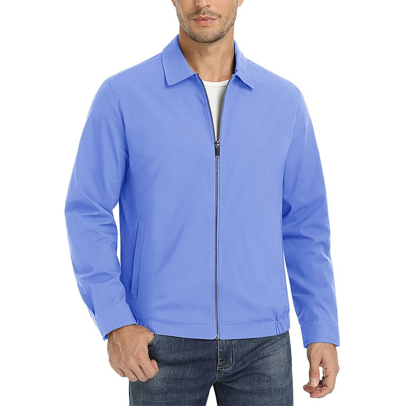 MAGCOMSEN Men's Zip-Front Golf Jacket Spring Summer Casual Jacket Solid Color Turn-down Collar Outerwear Hiking Fishing Travel