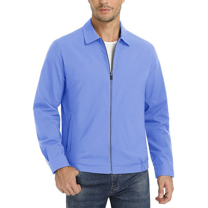MAGCOMSEN Men's Zip-Front Golf Jacket Spring Summer Casual Jacket Solid Color Turn-down Collar Outerwear Hiking Fishing Travel