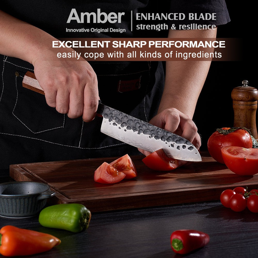 Amber 1-5pcs Kitchen Knives Set 3 Layers AUS-10 Steel Chef Knife Professional Japanese Knife Cooking African Mkuruti Handle
