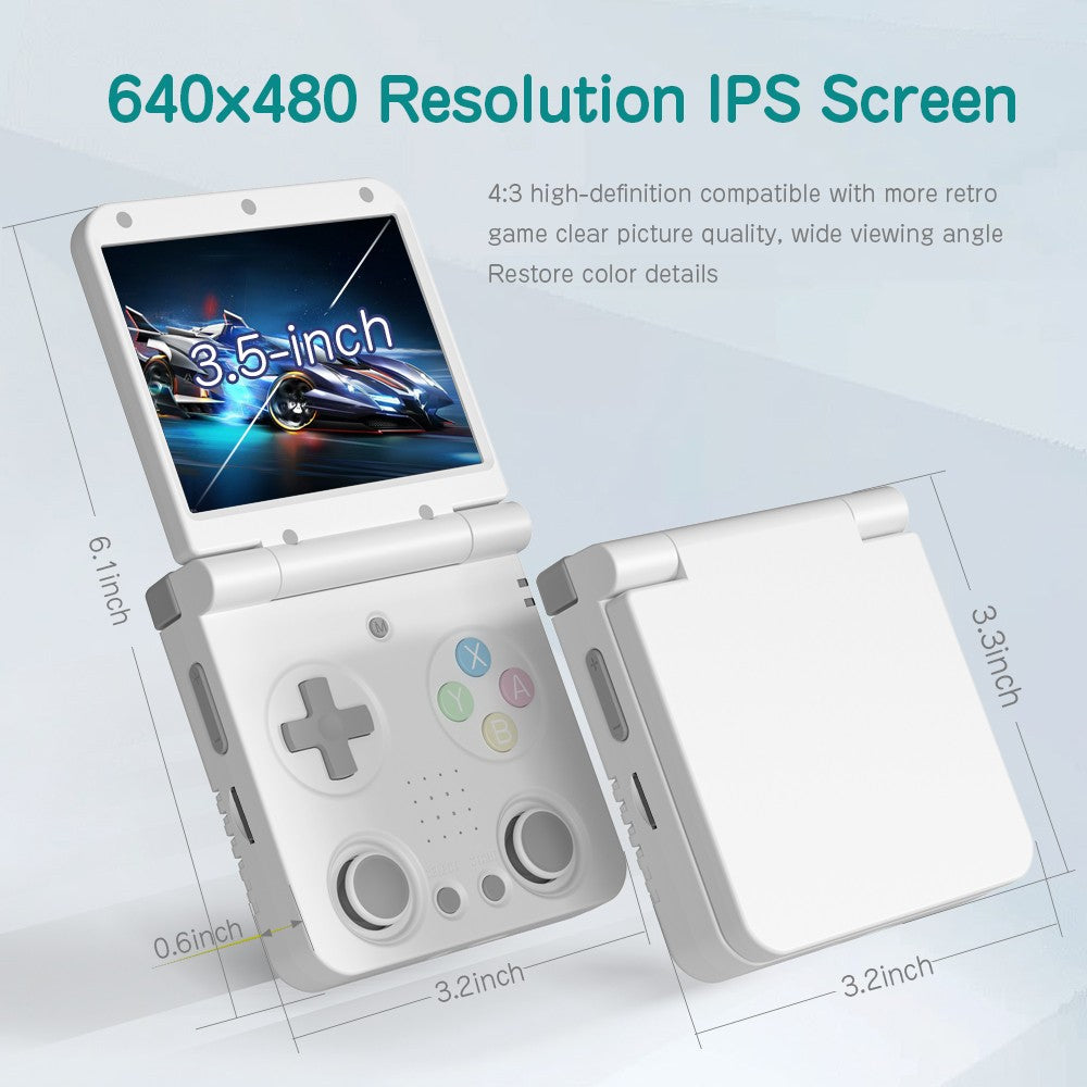 MIYOO Flip V2 Retro Handheld Game Console With Metal Hinge 3.5'' IPS Screen Compact Portable Game Machine Dual Analog Sticks Gif