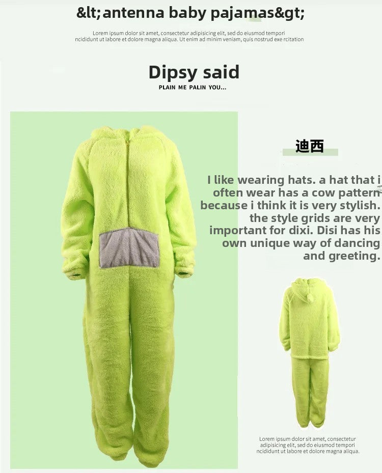 Adorable Baby Antenna Winter Pajamas Adult Children Boys Girls Cartoon Home Clothes Overalls Sleepwear for Teenage Girls