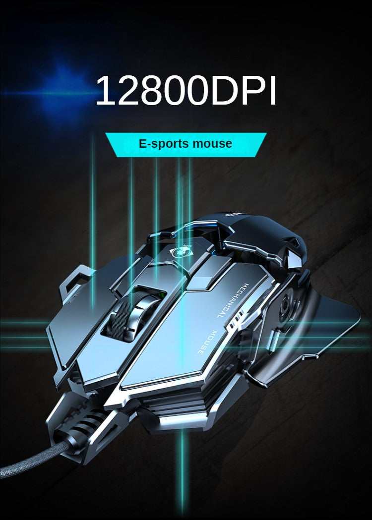 Hot Selling Mechanical Wired Gaming Mouse 9 Keys Macro Definition 12800DPI RGB Backlit Gaming Computer Mouse for Laptop Desktop