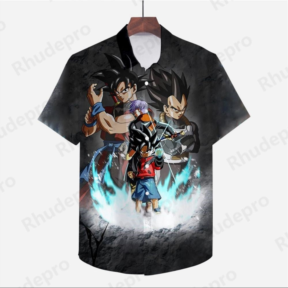 Men's Clothes Seaside Trip Dragon Ball Z Shirt Cool Beach Style Anime High Quality Streetwear Summer Goku Fashion 2024 Y2k