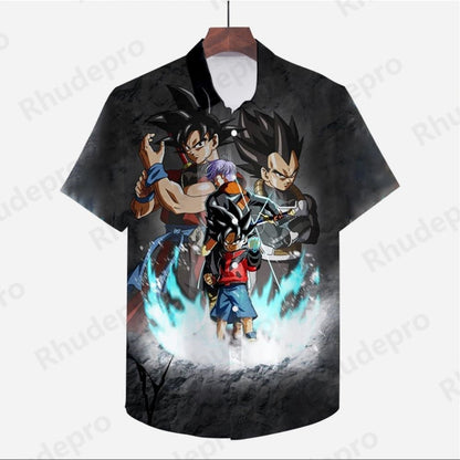 Men's Clothes Seaside Trip Dragon Ball Z Shirt Cool Beach Style Anime High Quality Streetwear Summer Goku Fashion 2024 Y2k