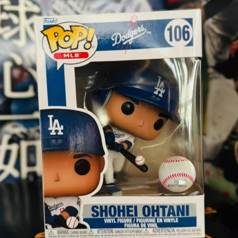 Funko Pop Baseball League Dodgers Shohei Ohtani Q-Edition Boneco de Ação Modelo 105 106 Boneco de Vinil Artesanal Presente Fofo para Fã