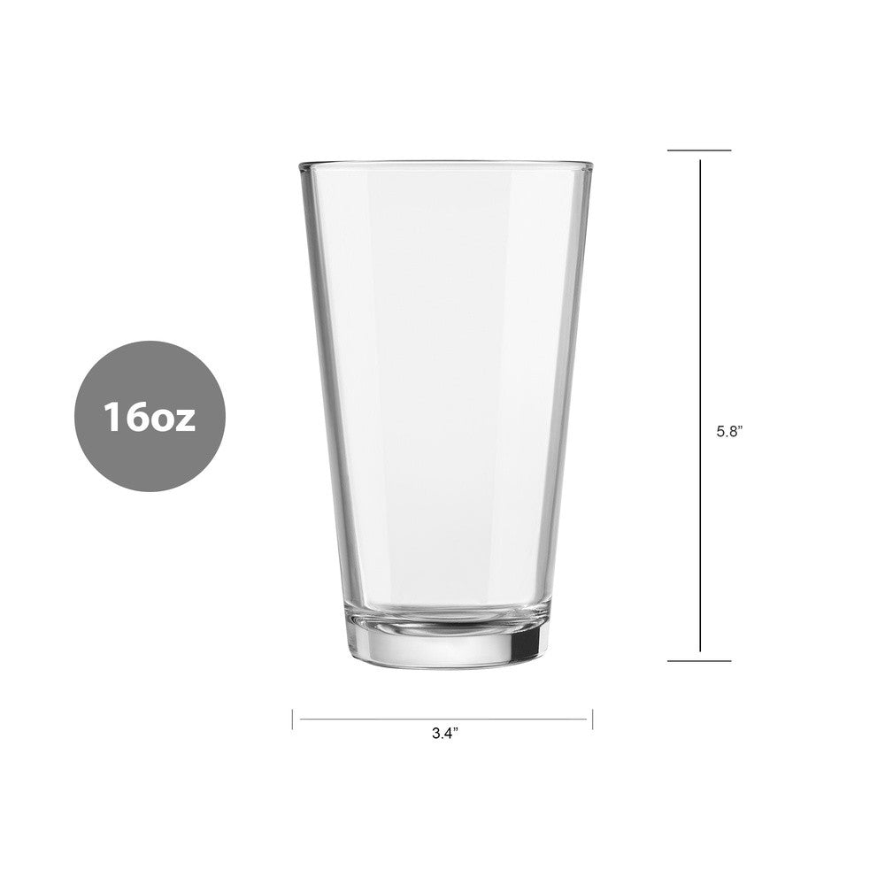 Pacote com 4 Copos de Pint de Vidro Transparente de 470ml Copos Duráveis Empilháveis para Cerveja, Leite, Água Uso Diário