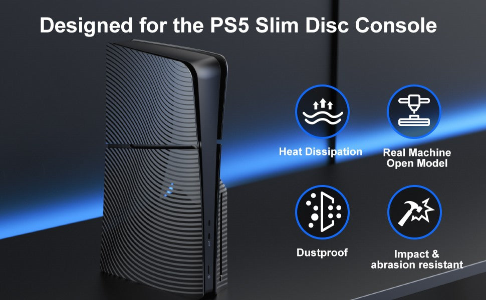 HONCAM Premium ABS Replacement Shell Anti-Scratch Faceplate Protective Shell Cover F PS5 Slim Digital/Disc Edition Console Case
