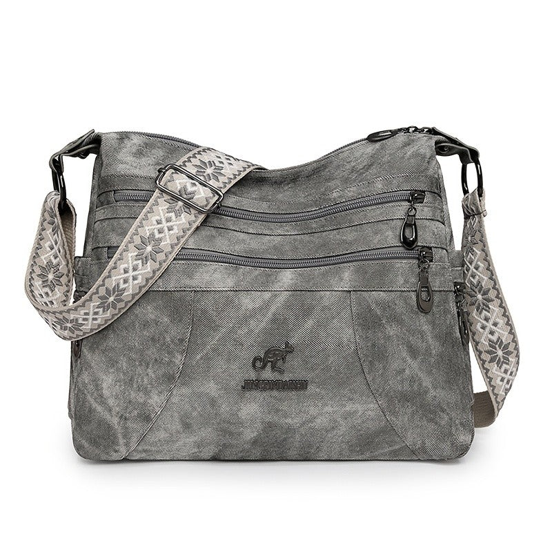 Fashion Denim Fabric Women's Crossbody Bags, Multi-layer Large Capacity Shoulder Bag, Suitable for Commuting Occasions