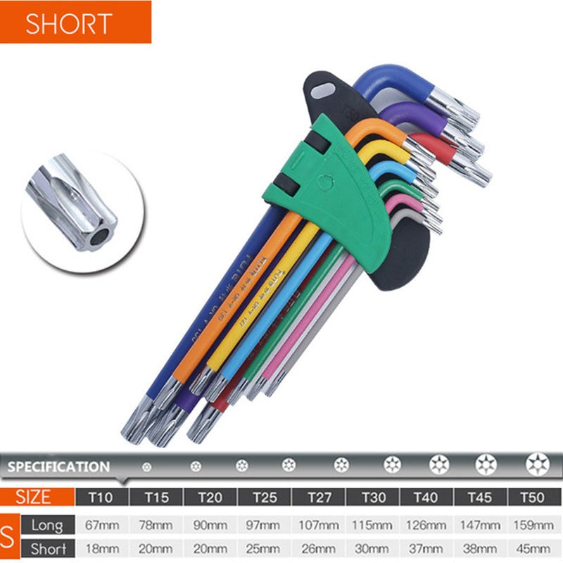 Conjunto de Chaves Allen Kit de Chaves L Para Parafuso Allen 9 Peças Conjunto de Chaves Hexagonais de Braço Longo de 1,5 mm a 10 mm Ferramentas Manuais de Chave Hexagonal Para Reparo de Bicicleta