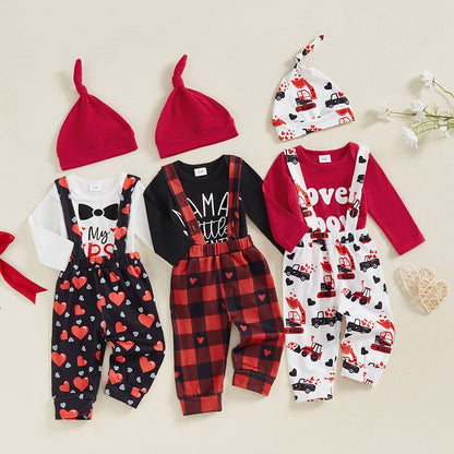 Baby Girl Valentine s Day Outfit Heart Print Long Sleeve Romper Polka Dot Ruffle Pants Headband 3 Pcs Set - Adorable and