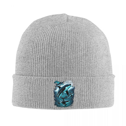 Orca Aquatic Sea Ocean Top Tees Killer Whale Warm Knitted Cap Hip Hop Bonnet Hat Autumn Winter Beanies Hats for Men Women Adult