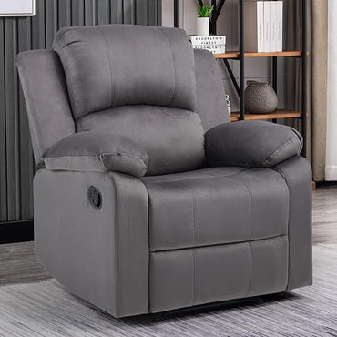 Manual Recliner Chair, Soft Fabric Overstuffed Recliner Single Sofa Chair for Living Room Bedroom, Heavy Duty and Safety