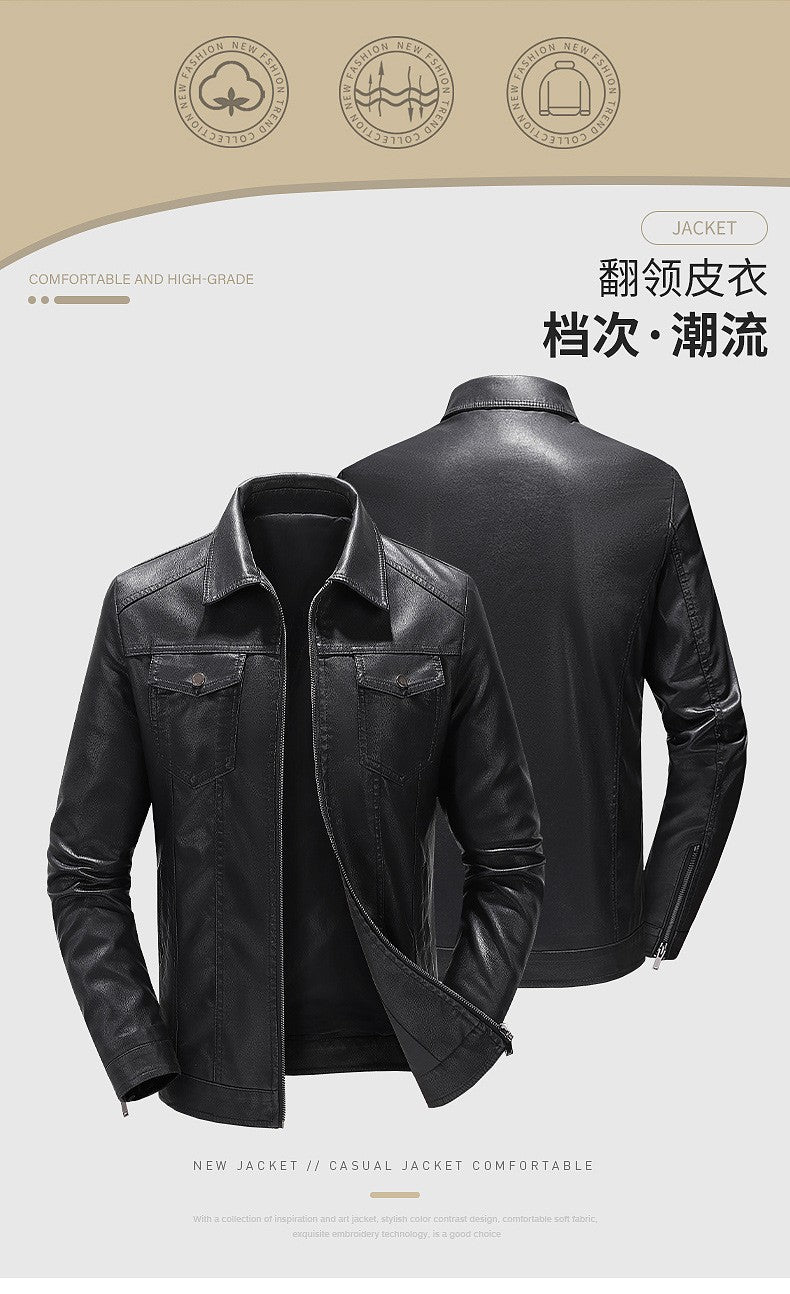 Mens Vintage Faux Leather Outwear Leather Jacket Motorcycle Black Biker Jackets Casual Lightweight Men PU Zipper Moto Outwear