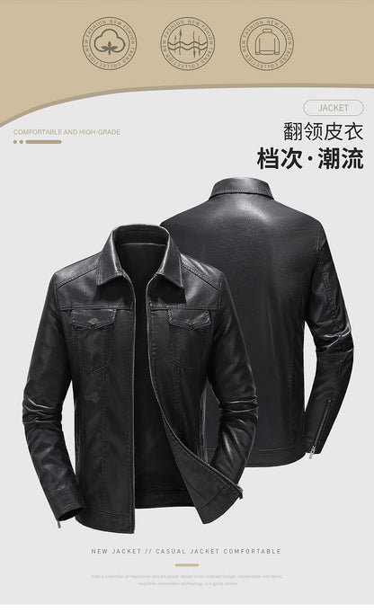 Mens Vintage Faux Leather Outwear Leather Jacket Motorcycle Black Biker Jackets Casual Lightweight Men PU Zipper Moto Outwear