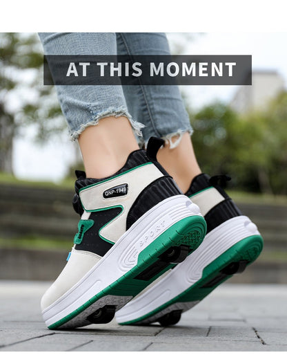 Children Junior Roller Skate Shoes Kids Sneakers with Two Boys Girls Wheels Shoes Running Adult Casual Boys Shoes size 31-42