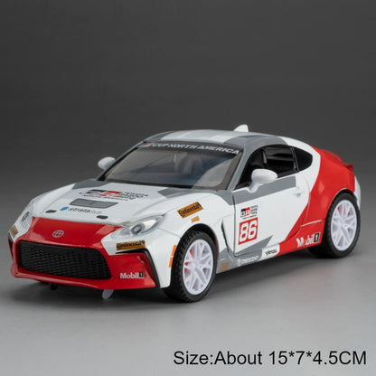 1:32 Scale Highlander GR86 Sports Car Model Toy Metal Diecast Pull Back Veículo em Miniatura Som Luz Modelos Coleção Presente Menino