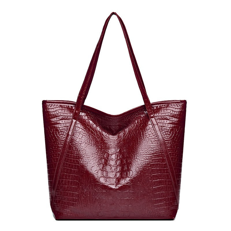 Stylish Women's Tote Bag, Retro Crocodile Pattern Handbag Shoulder Bag, Suitable for Shopping, Dating, Outings, Work Commuting