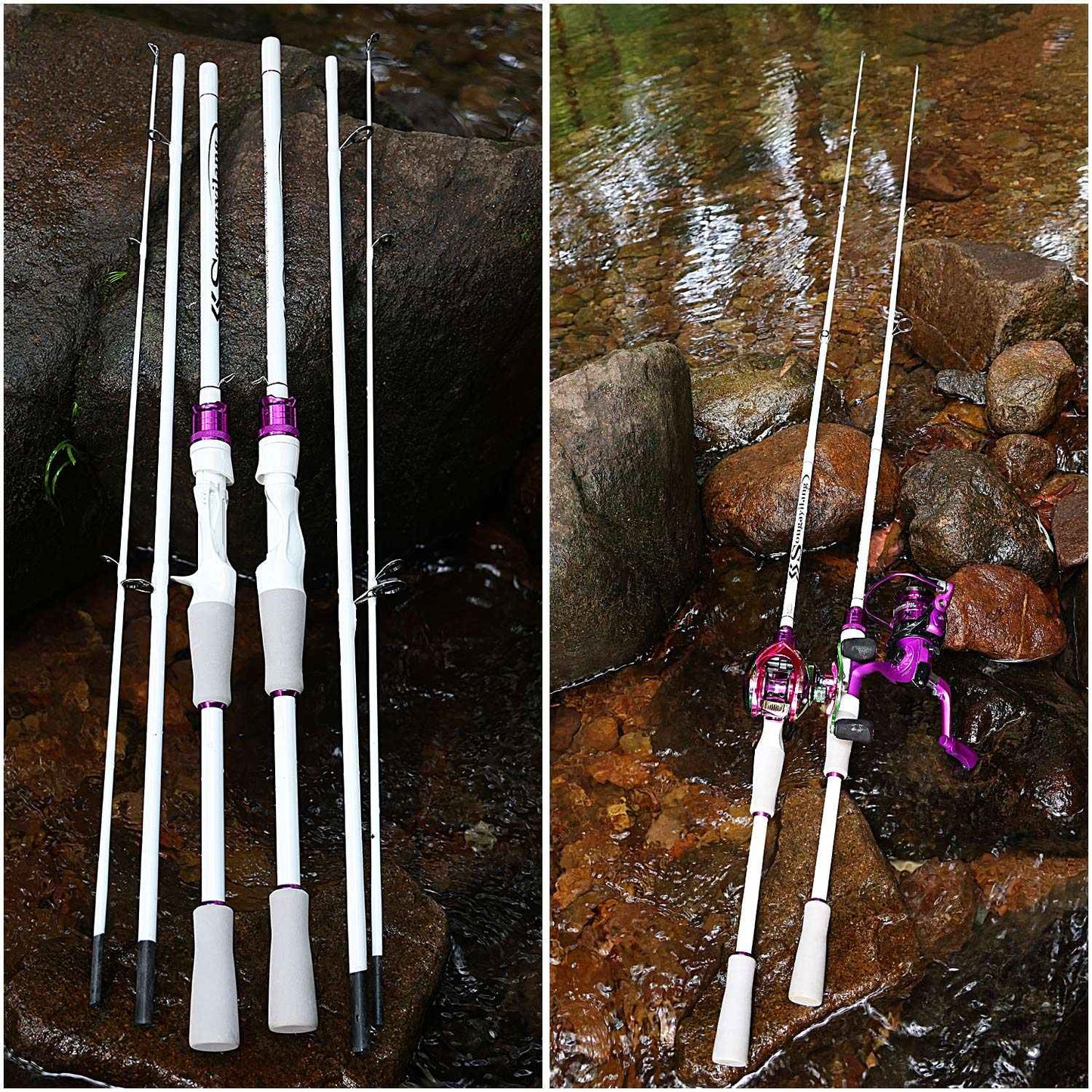 Vara de Pesca Sougayilang Casting/Spinning 2 Seções 1.8m Ultralight Carbono Cabo EVA para Várias Águas