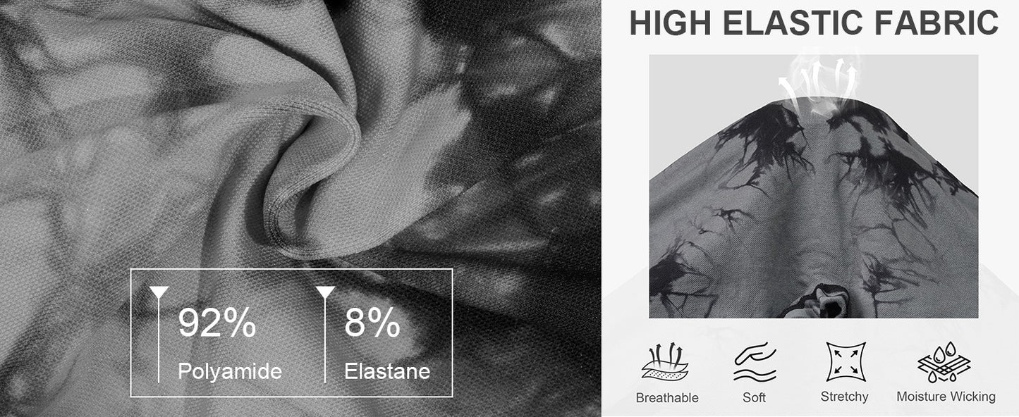 2pcs Women's High-Waist Tie-Dye Yoga Shorts - Seamless, Booty Lifting, Stretchy Nylon & Spandex Blend, Red & Grey