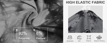 2pcs Women's High-Waist Tie-Dye Yoga Shorts - Seamless, Booty Lifting, Stretchy Nylon & Spandex Blend, Red & Grey