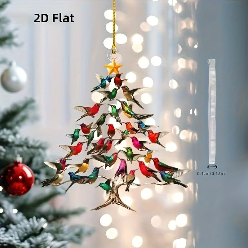 3pcs Hummingbird Christmas Tree Ornament Creative Hummingbird Hanging Tree Ornaments for Indoor/Outdoor Christmas Festival Decor