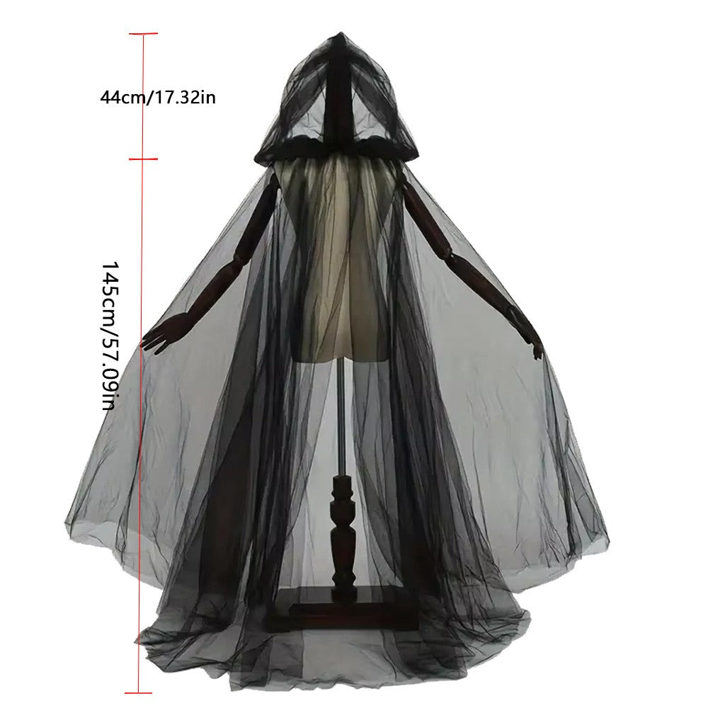 Black Wedding Veil Witch Vampire Roleplay Cloak Halloween Double Cloak Game Party Costume Props Festival Dress-up