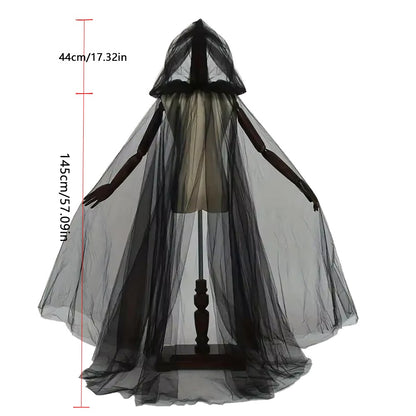 Black Wedding Veil Witch Vampire Roleplay Cloak Halloween Double Cloak Game Party Costume Props Festival Dress-up