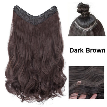 Apliques De Cabelo Sintético Em Formato V, 22 Polegadas, Com 4 Clipes, Uma Peça, Cachos Longos, Ondas, Para Mulheres