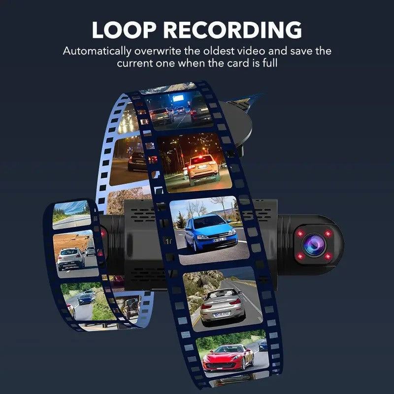 Câmera Veicular Filmadora 4 Canais Caixa Preta FHD 1080P Dianteira Esquerda Direita Traseira Visão Noturna Gravação em Loop adicionar Kit Hardwire
