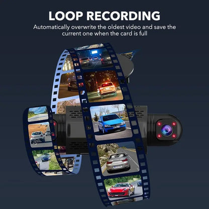 Câmera Veicular Filmadora 4 Canais Caixa Preta FHD 1080P Dianteira Esquerda Direita Traseira Visão Noturna Gravação em Loop adicionar Kit Hardwire