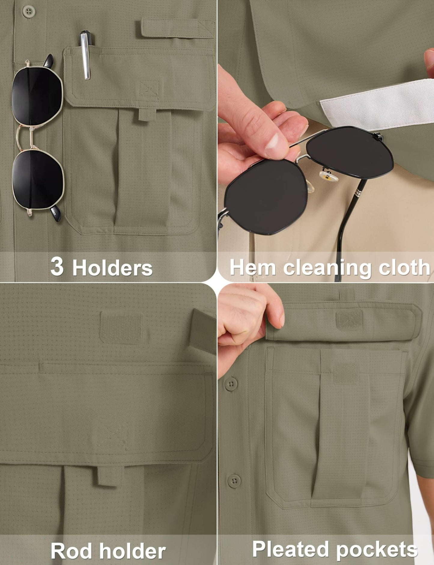 TACVASEN UPF 50+ Sun Protection Shirts Men's Quick Dry Outdoor Fishing Hiking Shirt Mesh Breathable UV Work Cargo Shirts Men