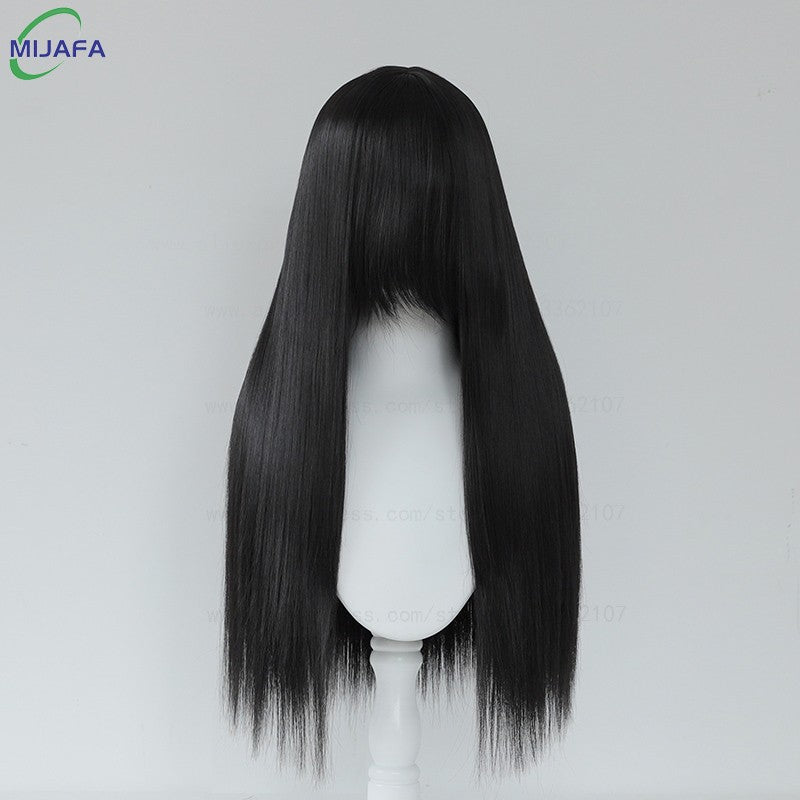 Peruca de Cosplay Longa e Lisa de Altíssima Qualidade, 400g, 48 Cores, 60cm, com Franja, Resistente ao Calor, Perucas Anime + Touca de Peruca