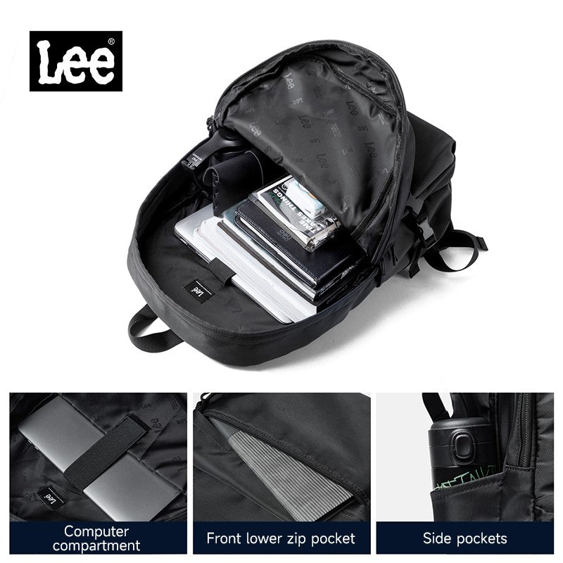 Mochila LEE de grande capacidade para viagem, para notebook de 15,6 polegadas, à prova d'água, de nylon casual, para adolescentes, faculdade, escola, masculino e feminino