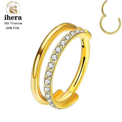 G23 Titânio Anel de Nariz Clicker Orelha Cartilagem Tragus Hélix Daith Brincos Redondos Argolas Zircônia Cúbica 16G Segmento Articulado Joia de Piercing Corporal