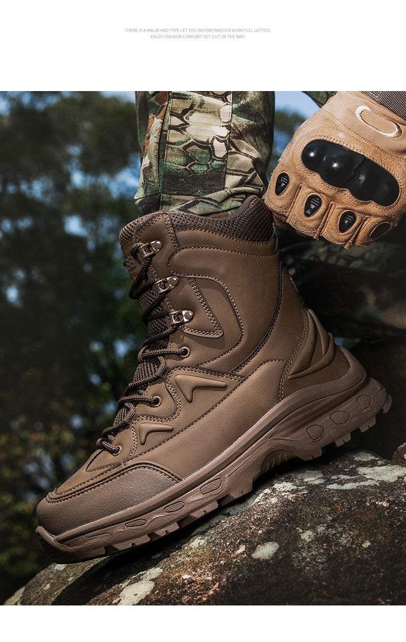 Botas masculinas de caminhada, combate ao ar livre, táticas casuais, versáteis e da moda