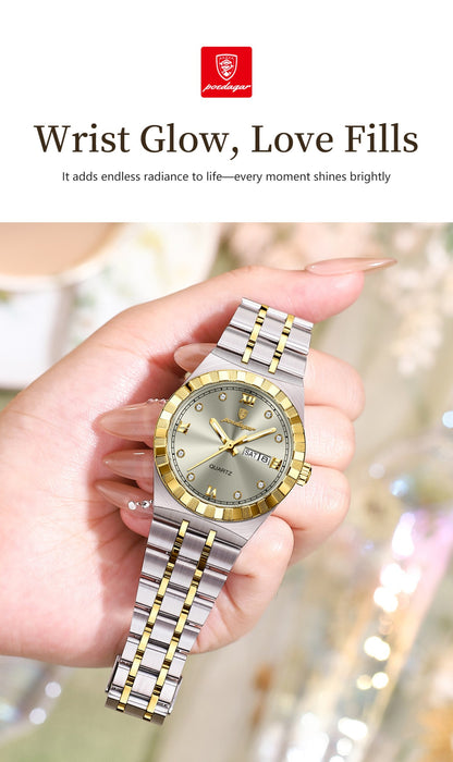POEDAGAR Luxury Original Ladies Watch Luminous Waterproof Week Date Woman Wristwatch Stainless Steel Women Quartz Watches Female