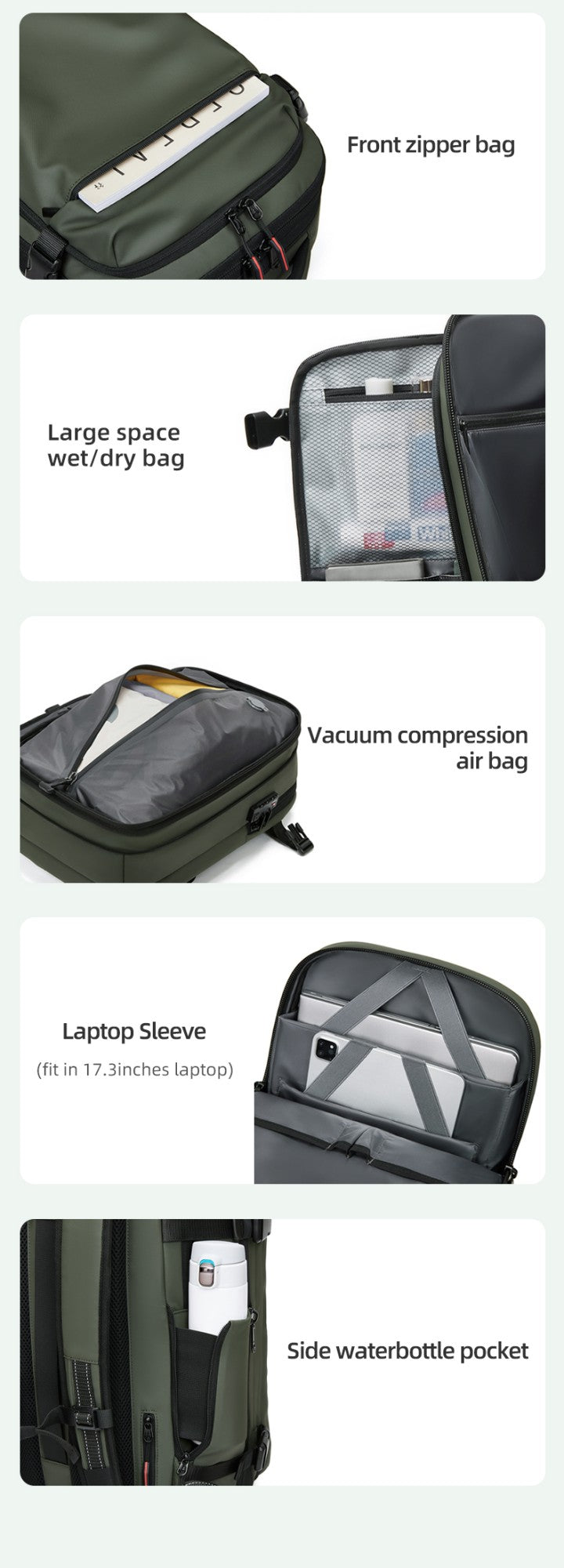 Men Travel Backpack 17 inch vacuum compression Laptop Backpack Extended Large Capacity school Backpack Hiking Business backpack